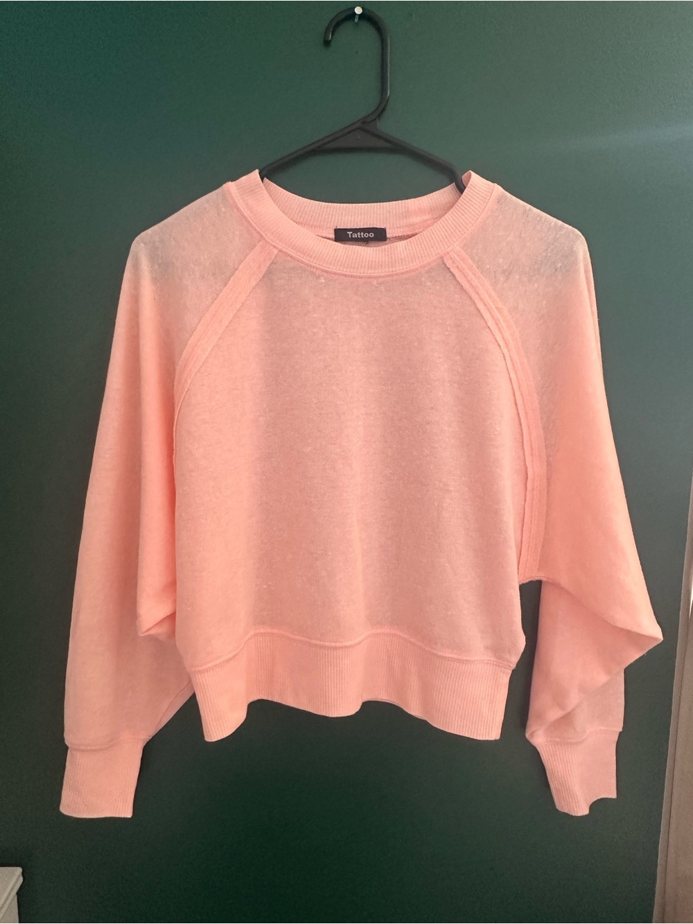 2/$25 Women's Lightweight Cropped Sweater Top in coral